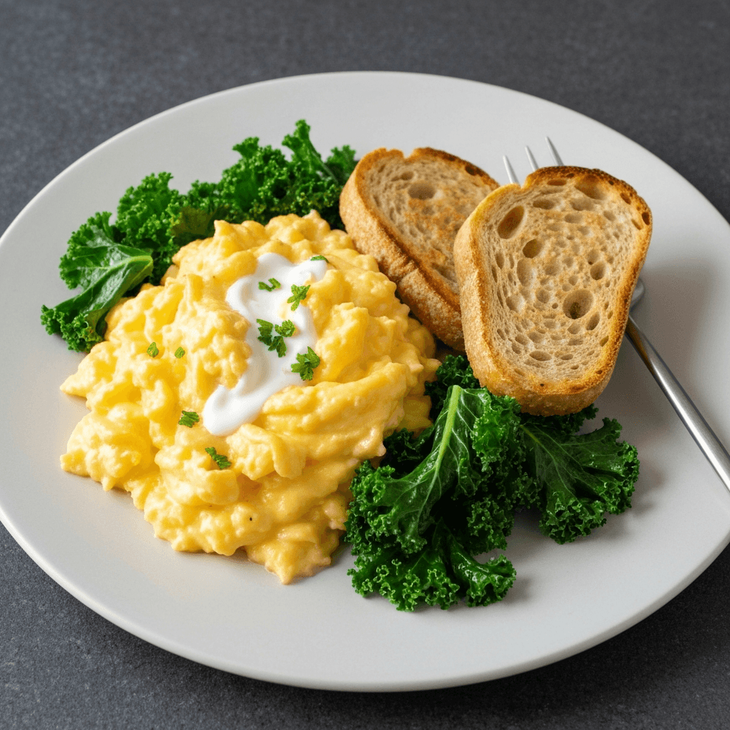 Jersey Butter Scrambled Eggs with Kale