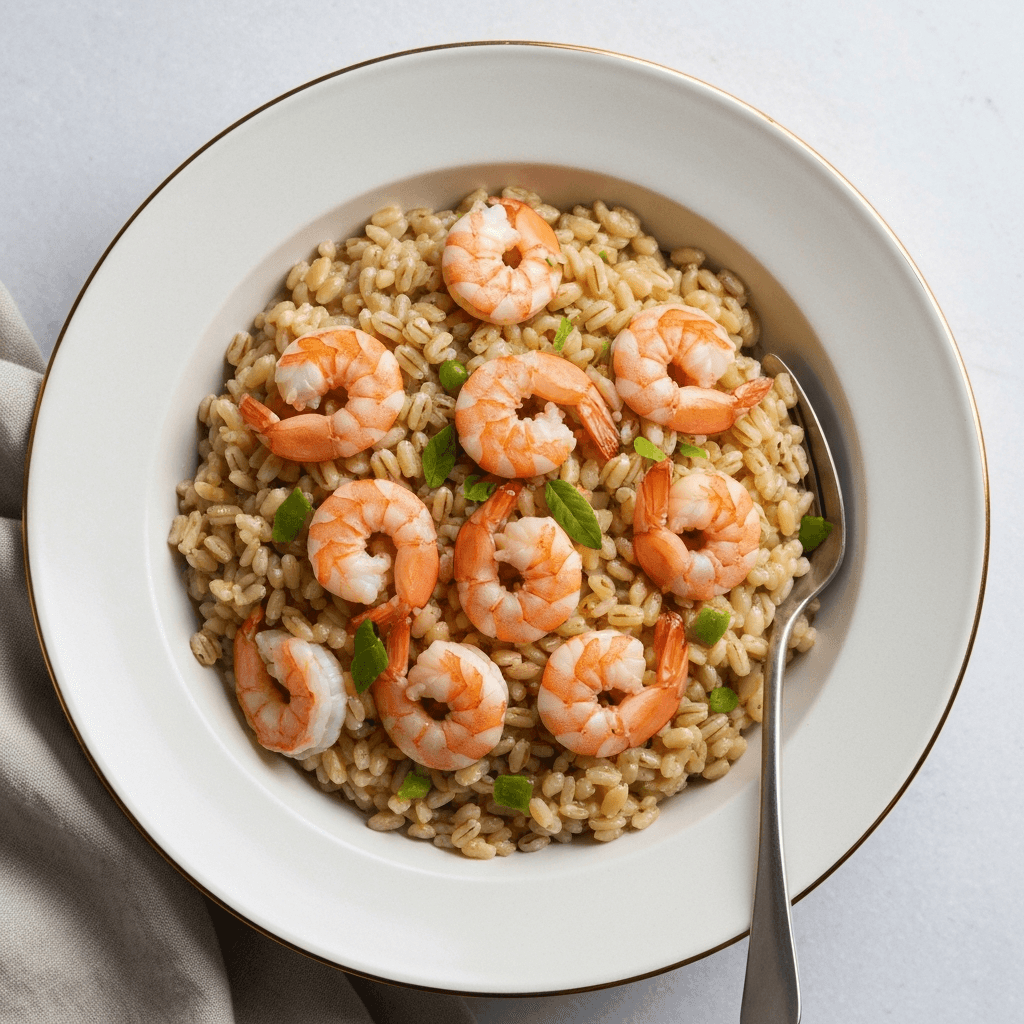 Creamy Garlic & Lemon Orzotto with Shrimp