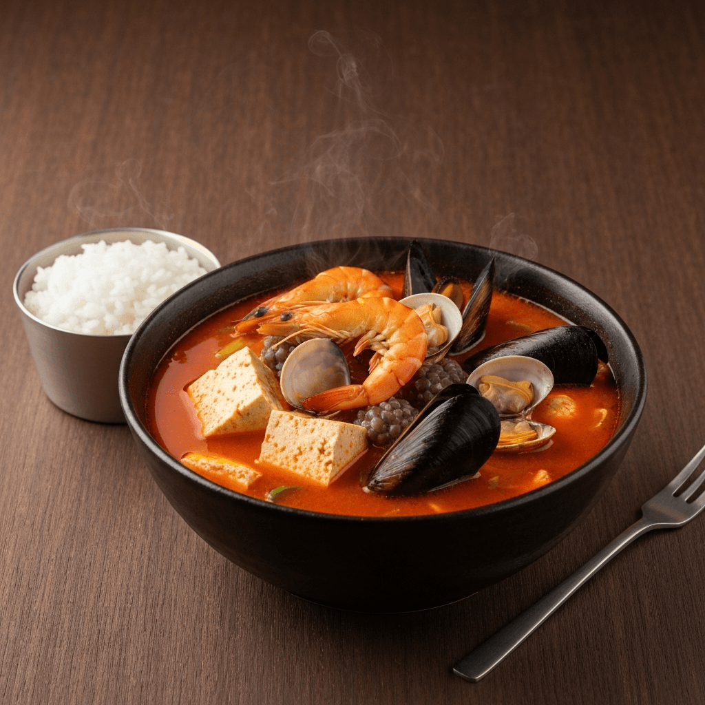 Sundubu Jjigae with Seafood Medley