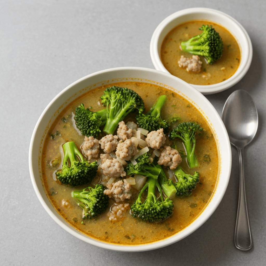 Broccoli Rabe and Sausage Soup with Parmesan Broth