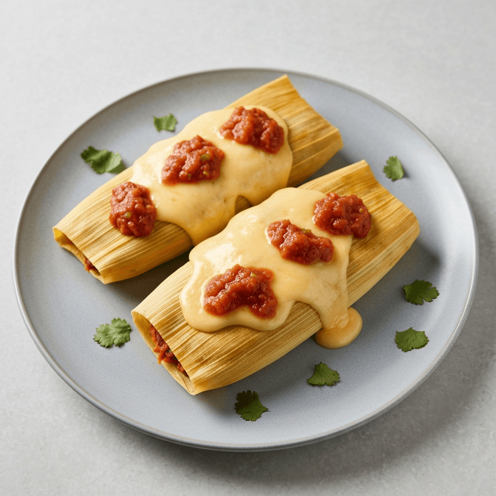 Grilled Tamales with Queso and Salsa