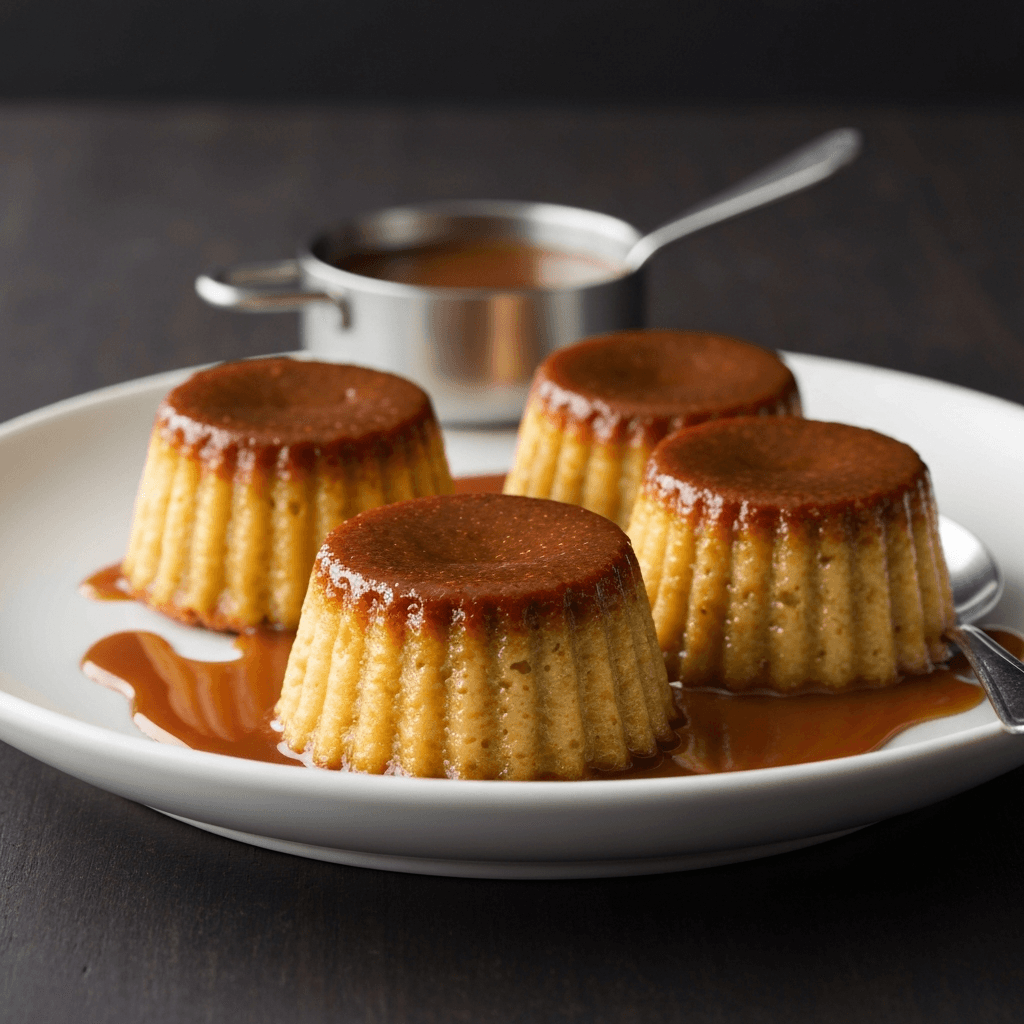 Braised Jersey Butter Puddings with Salted Caramel Sauce
