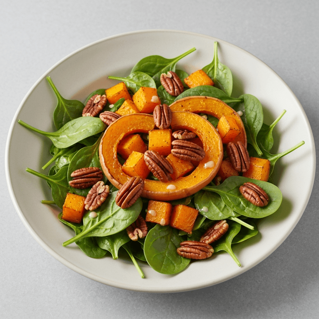 Butternut Squash and Spinach Salad with Maple Vinaigrette