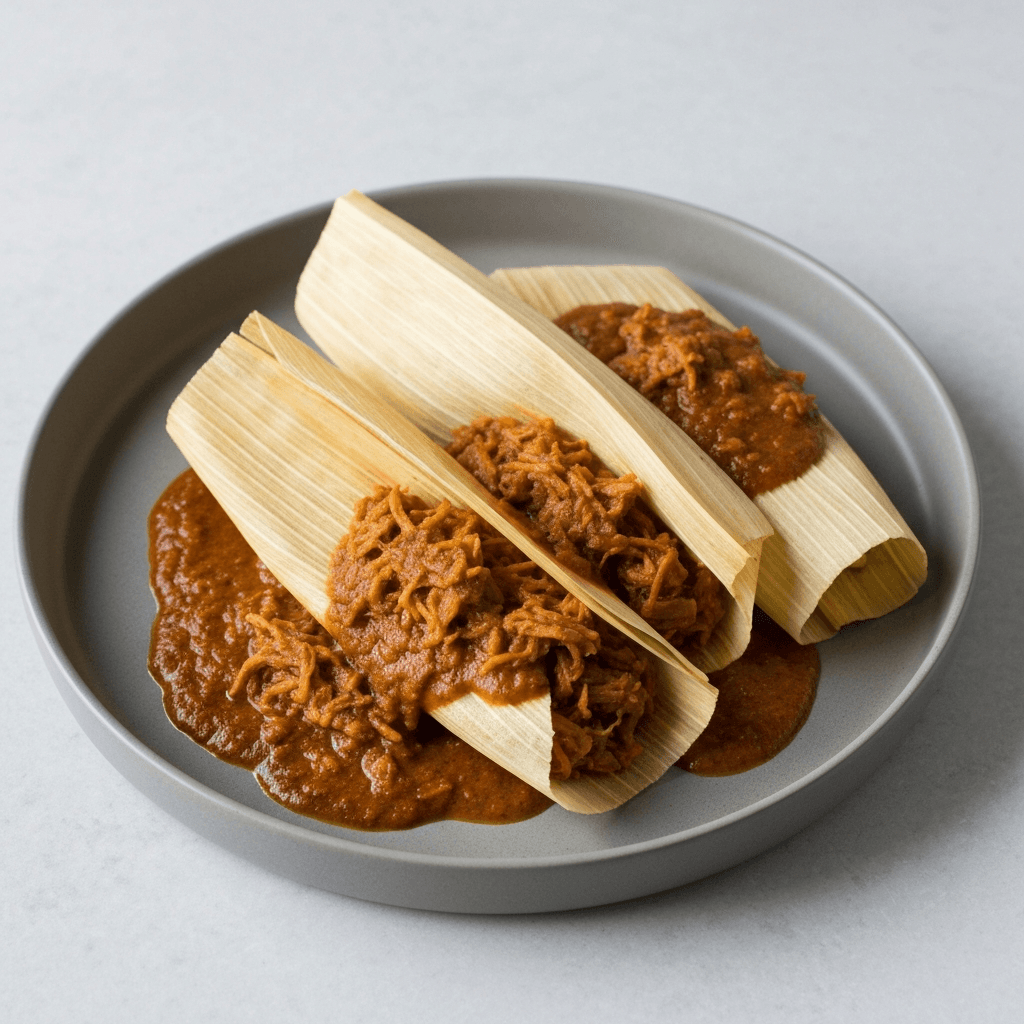 Vegan Jackfruit Tamales with Guajillo Sauce
