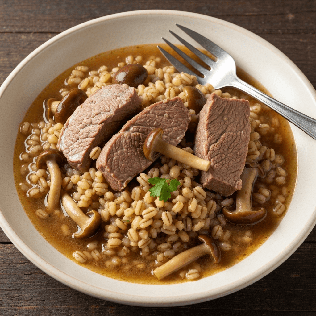 Caribou Stew with Wild Mushrooms and Barley