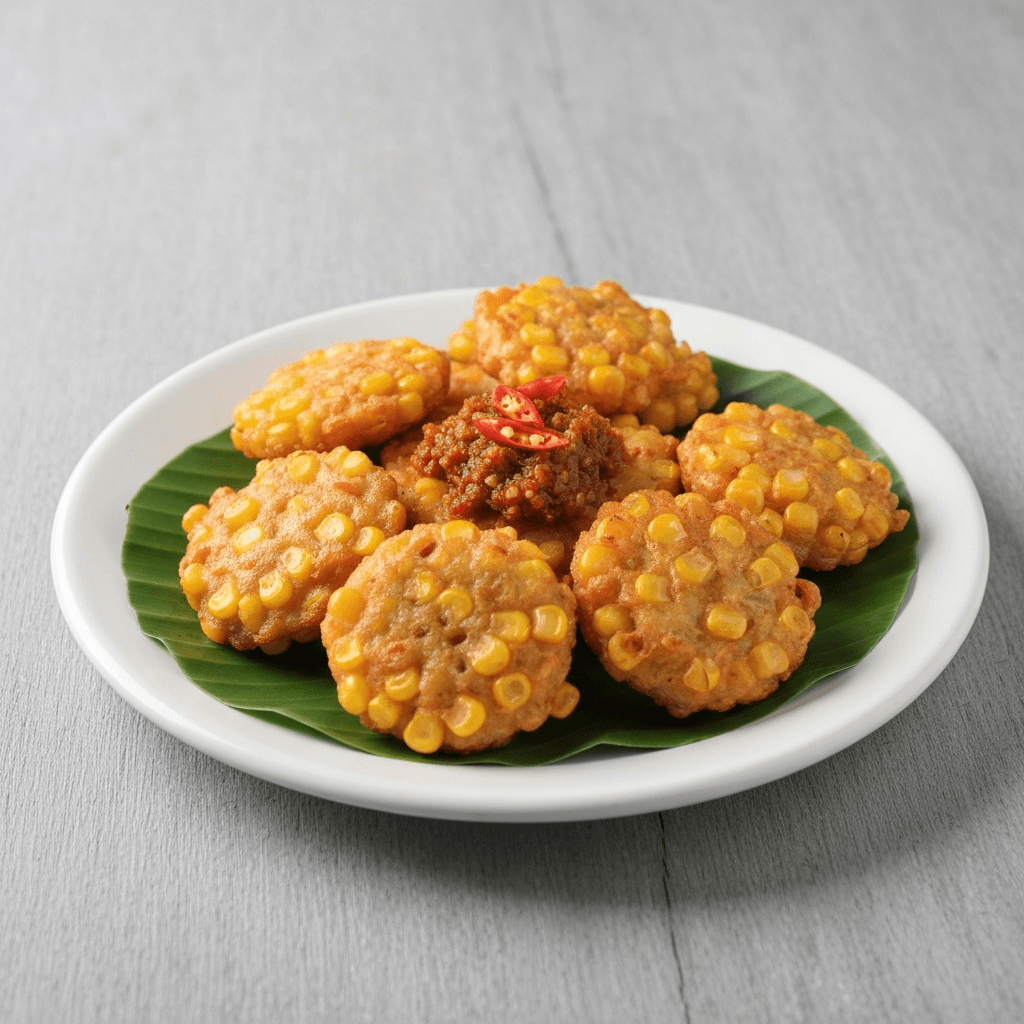 Bakwan Jagung (Corn Fritters) with Chili and Shrimp Paste