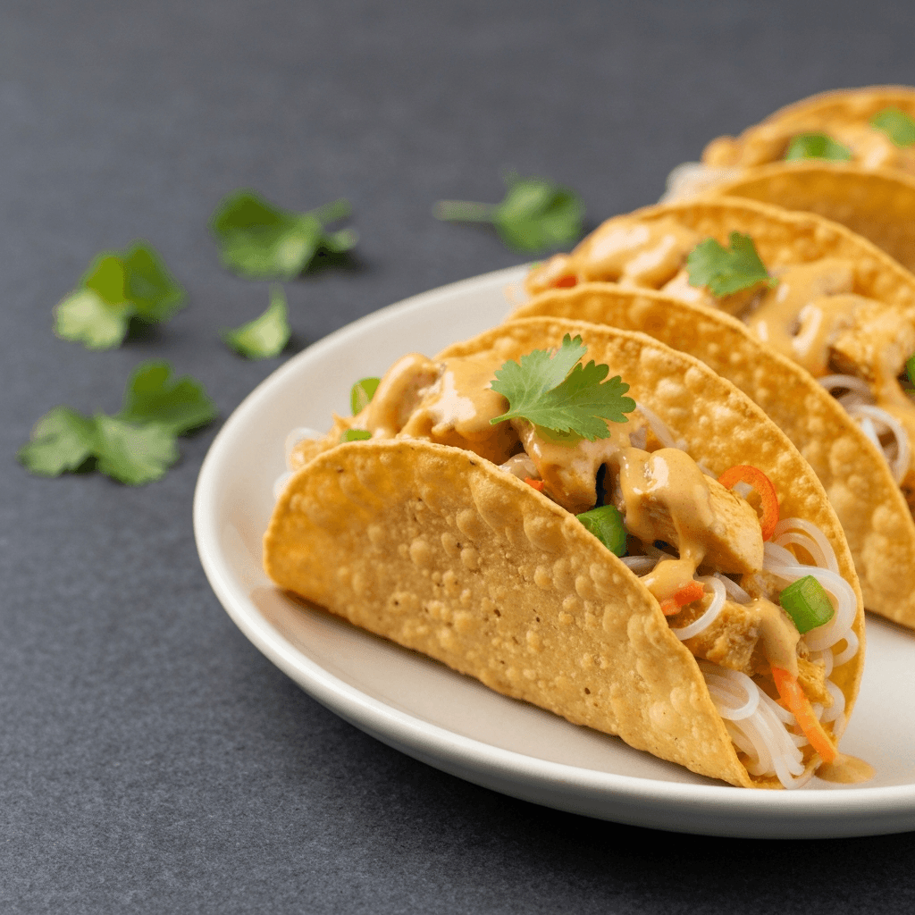Thai Noodle Taco Boats with Peanut Sauce
