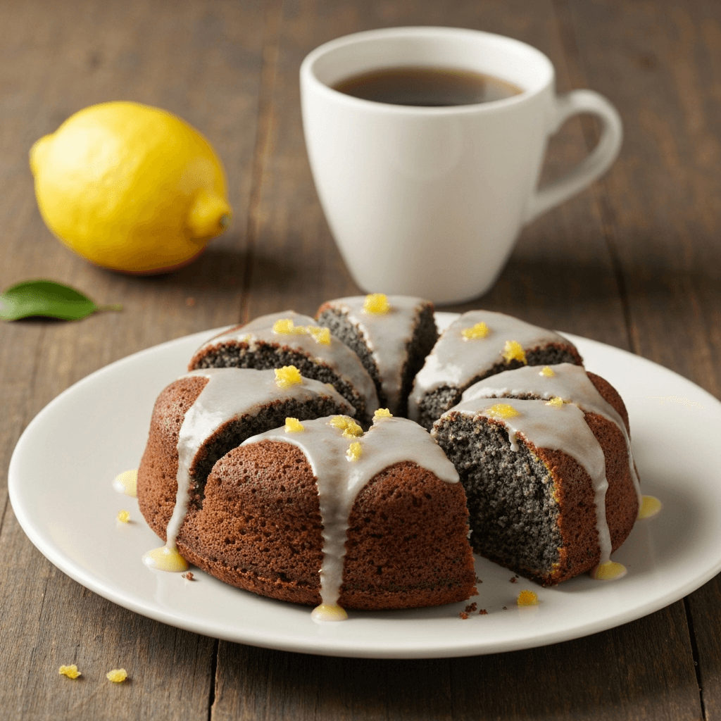 German Poppy Seed Cake (Mohnkuchen) with Lemon Glaze