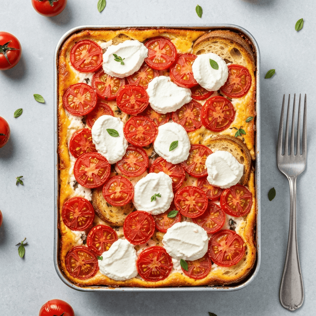 Italian Breakfast Bake with Ricotta and Tomatoes
