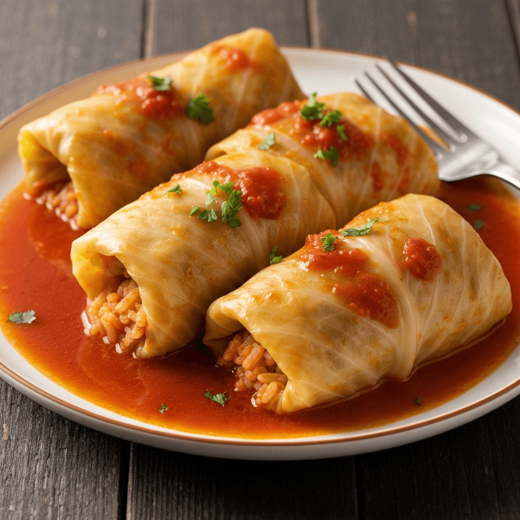 Cabbage Rolls Stuffed with Pork and Rice