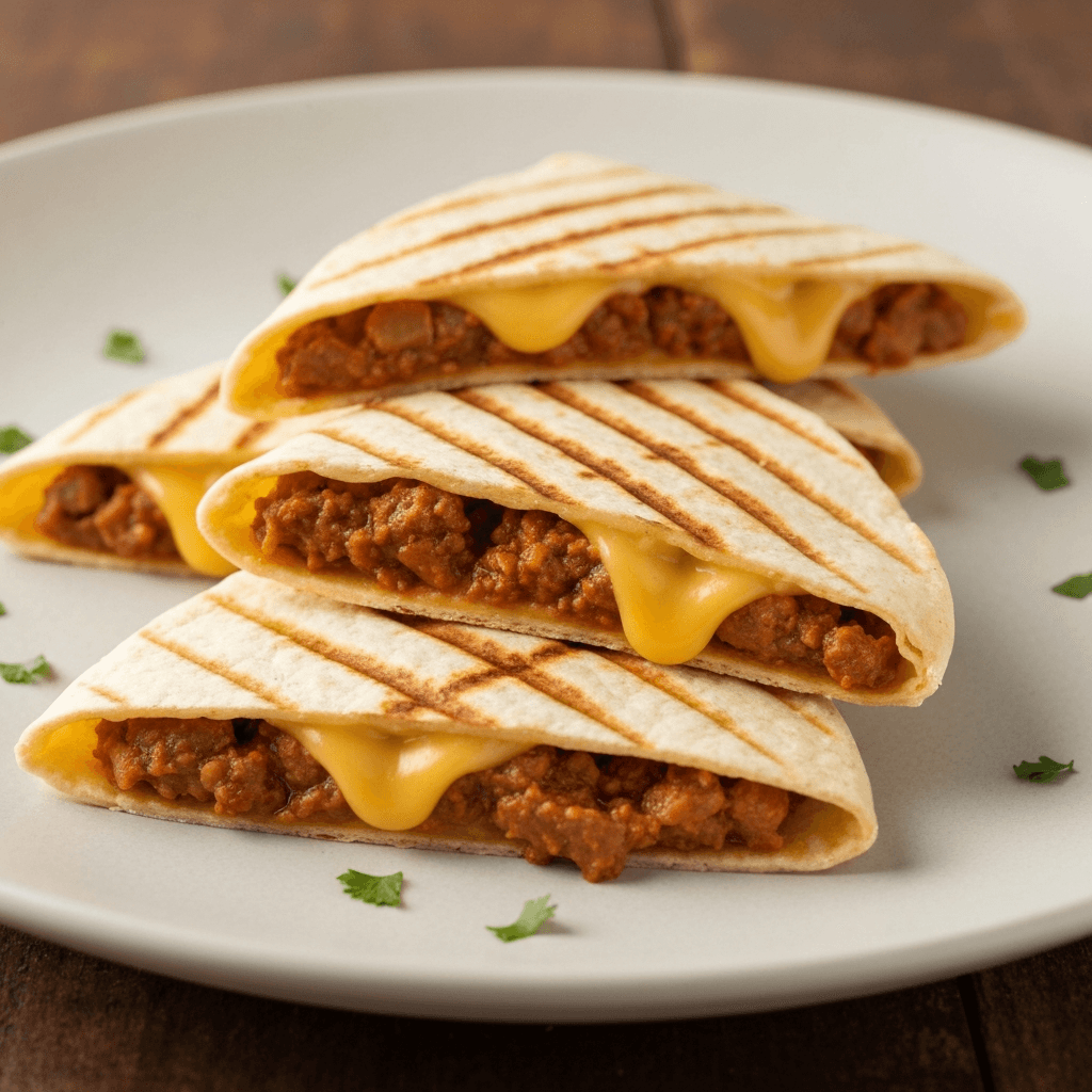 Bobotie Quesadillas with Chutney and Cheese