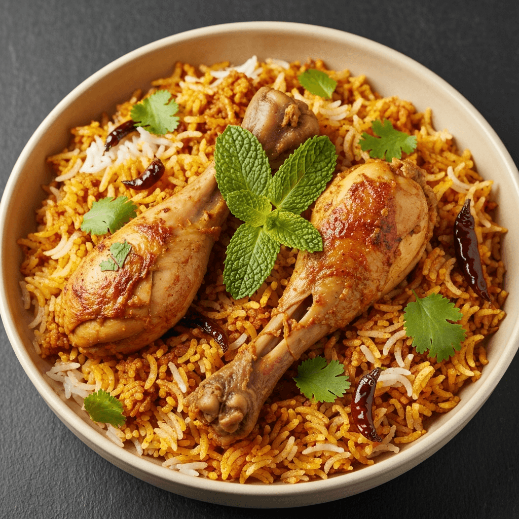 Chicken Biryani with Mint, Coriander and Spices