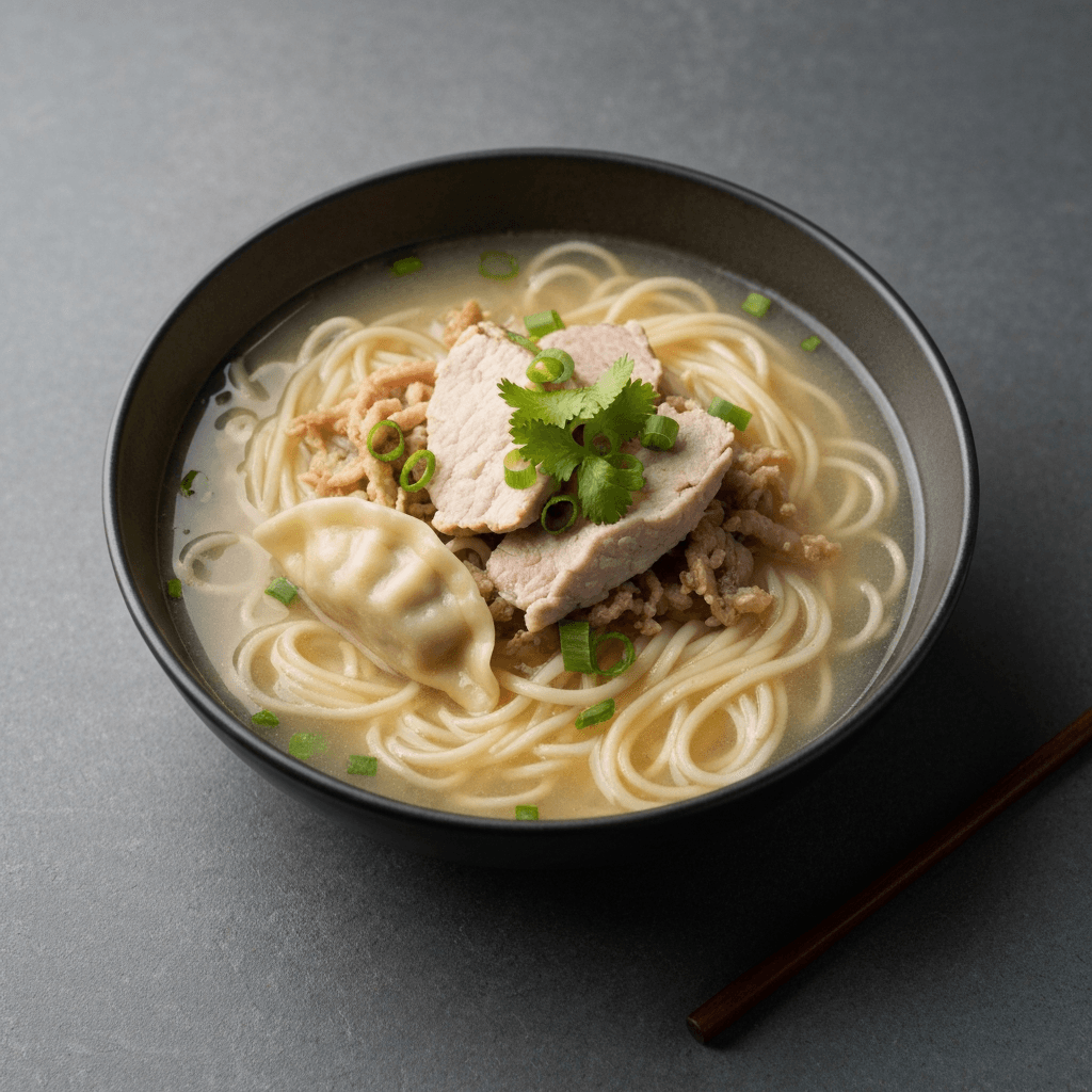 Lemongrass & Ginger Bak Chor Mee Soup with Sourdough Dumplings