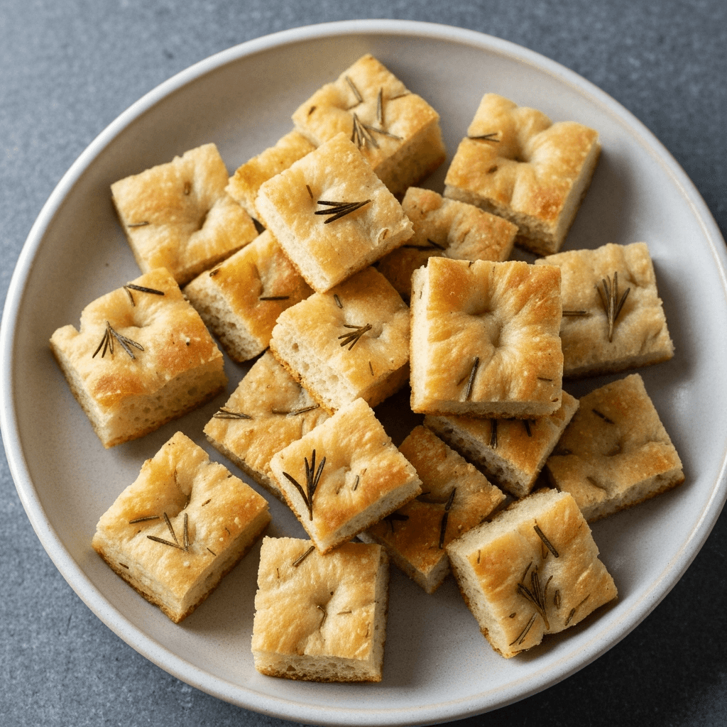 Garlic & Rosemary Focaccia Croutons for Salad