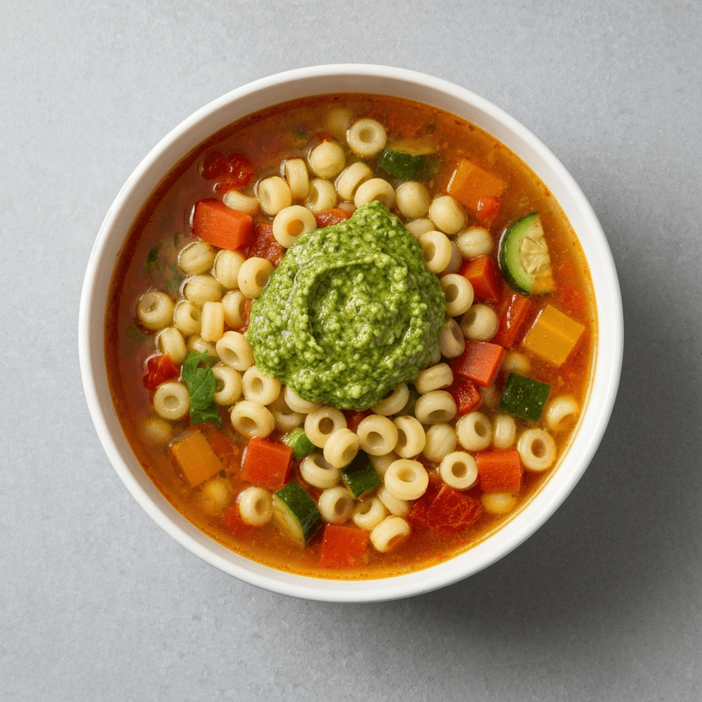 Minestrone with Pesto and Summer Vegetables