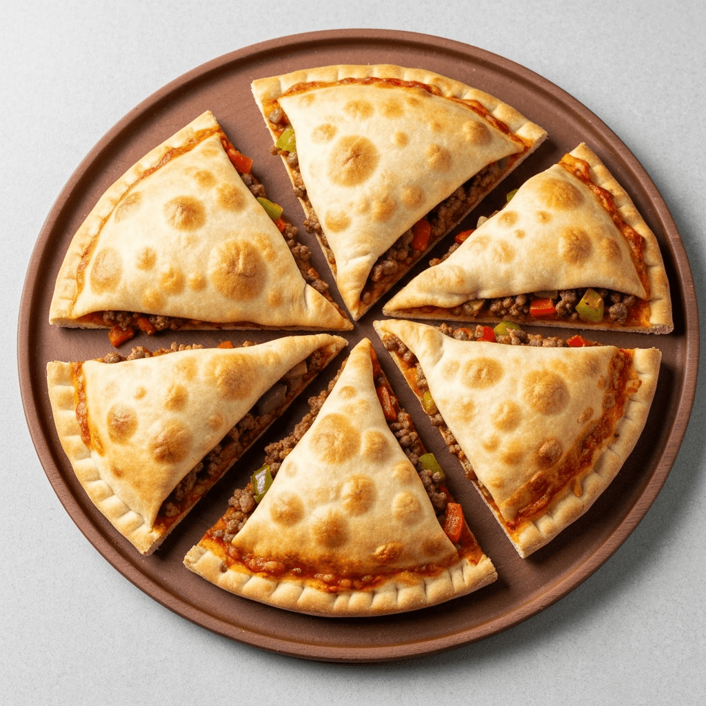 Empanada Pizza with Beef, Peppers, and Onions