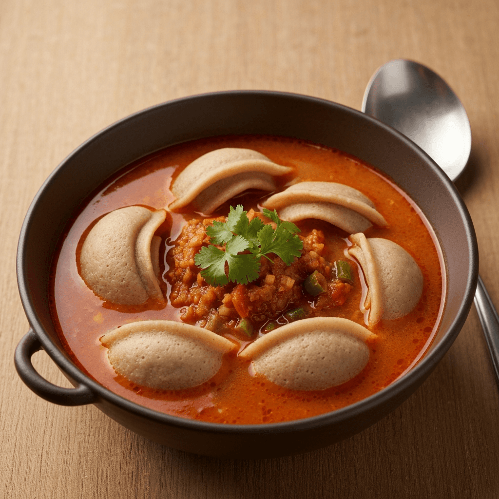 Spicy Vegetable Soup with Injera Dumplings