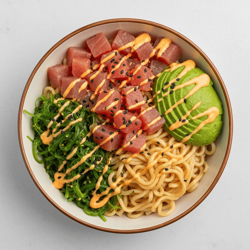 Spicy Tuna Ramen Poke Bowl