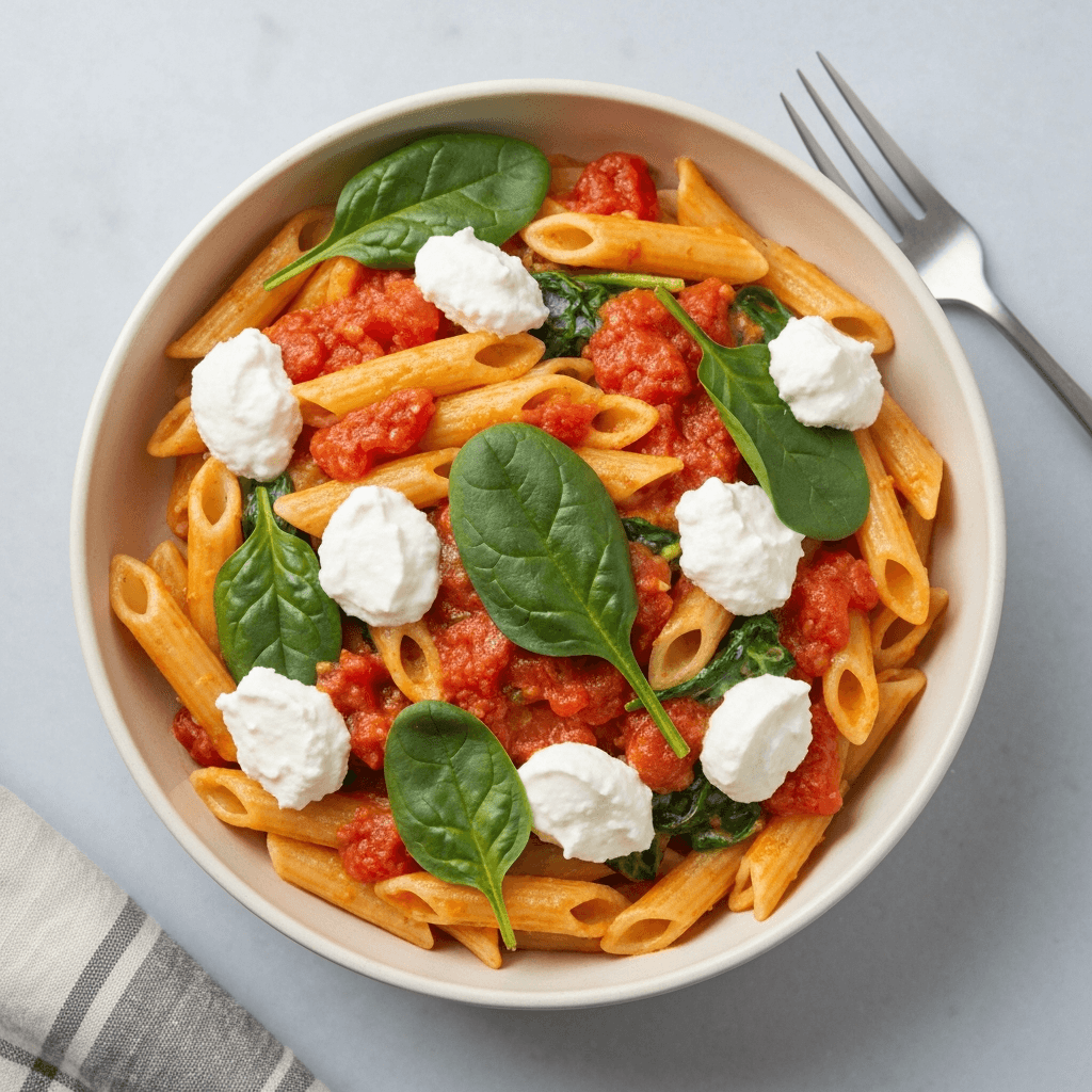 Creamy Tomato Pasta with Spinach and Ricotta