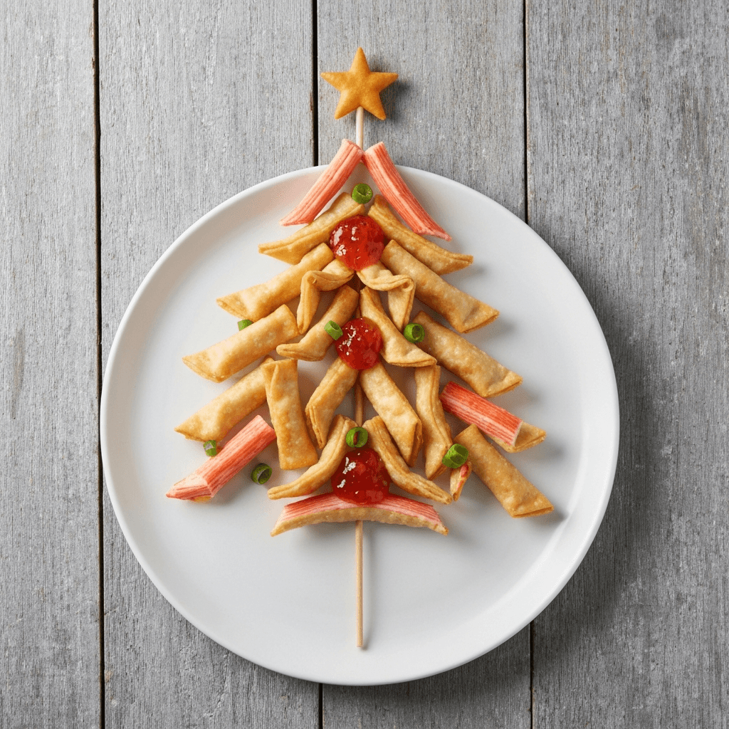 Crab Rangoon Christmas Tree Appetizer
