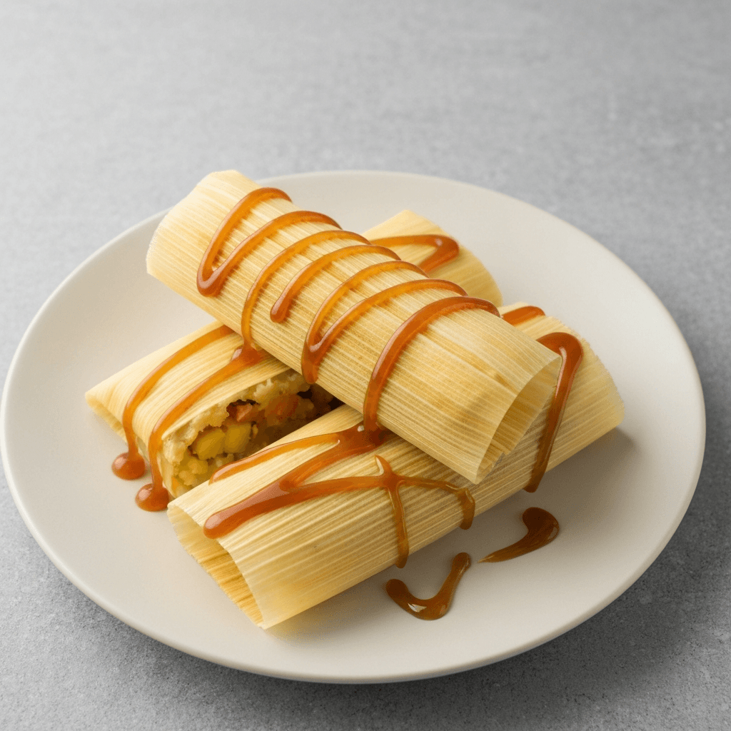 Pineapple and Coconut Tamales with Caramel Sauce