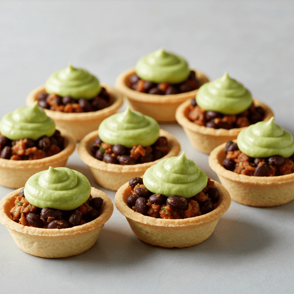 Mini Black Bean Tarts with Avocado Mousse