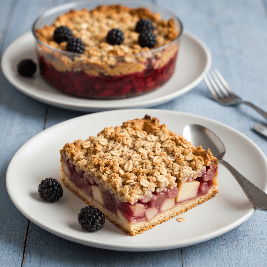 Apple & Blackberry Crumble with Light Oat Topping