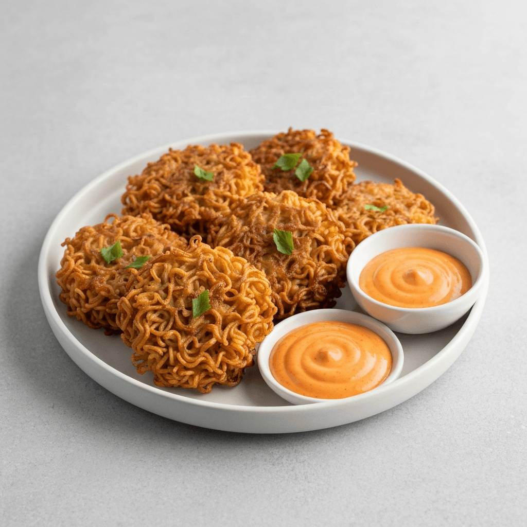 Ramen Noodle Fritters with Spicy Mayo