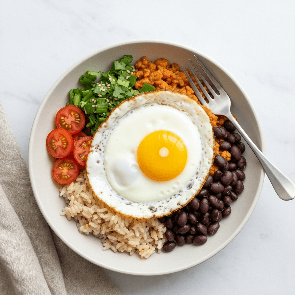 Black Bean and Coconut Rice Bowls with Fried Eggs