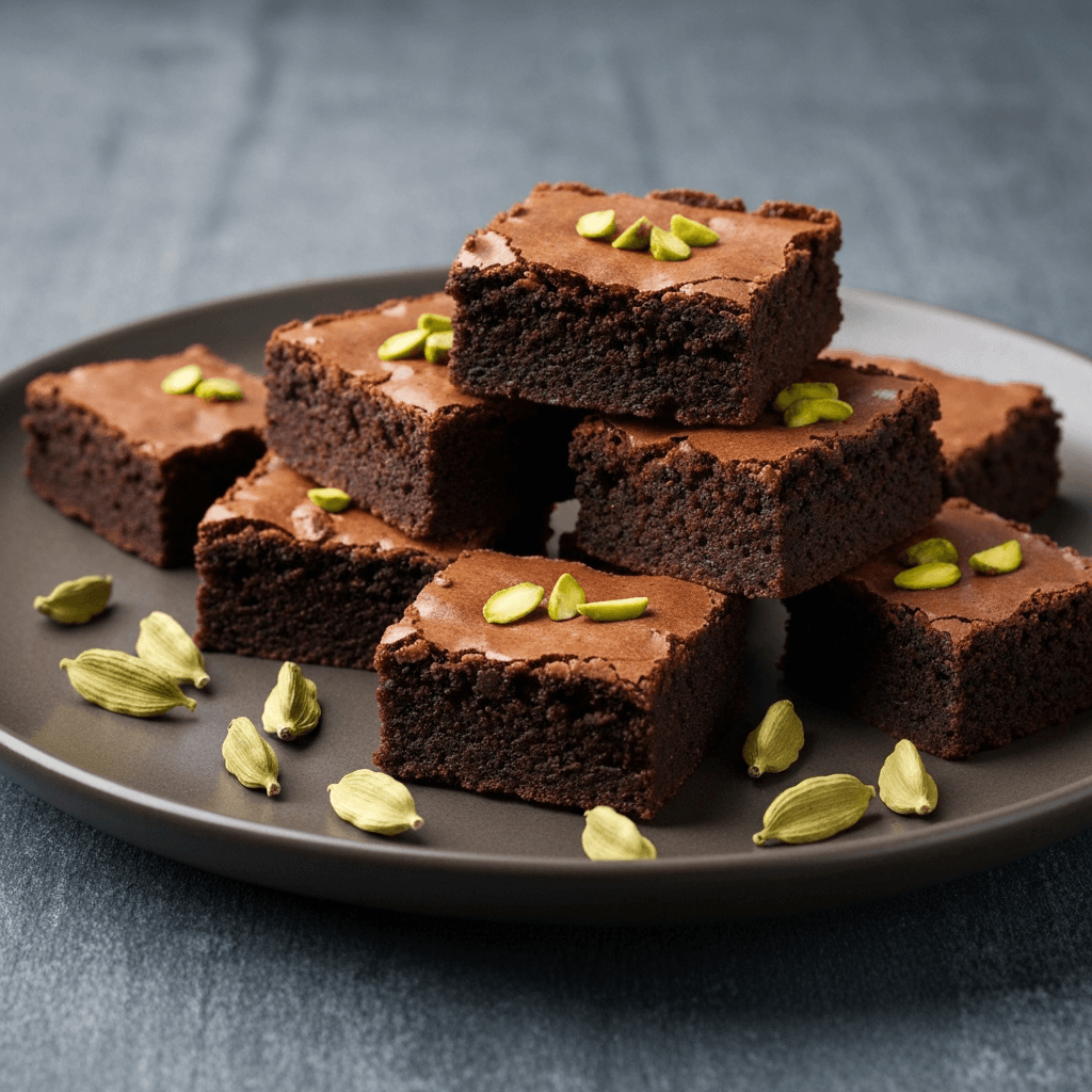 Turkish Coffee Brownies with Cardamom and Pistachios