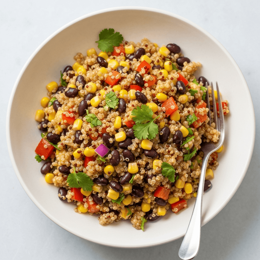 Quinoa Salad with Mole Vinaigrette, Black Beans, and Corn