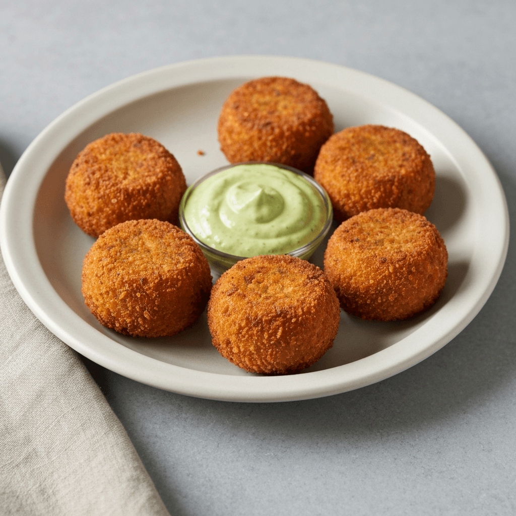 Tamale Croquettes with Spicy Avocado Dipping Sauce