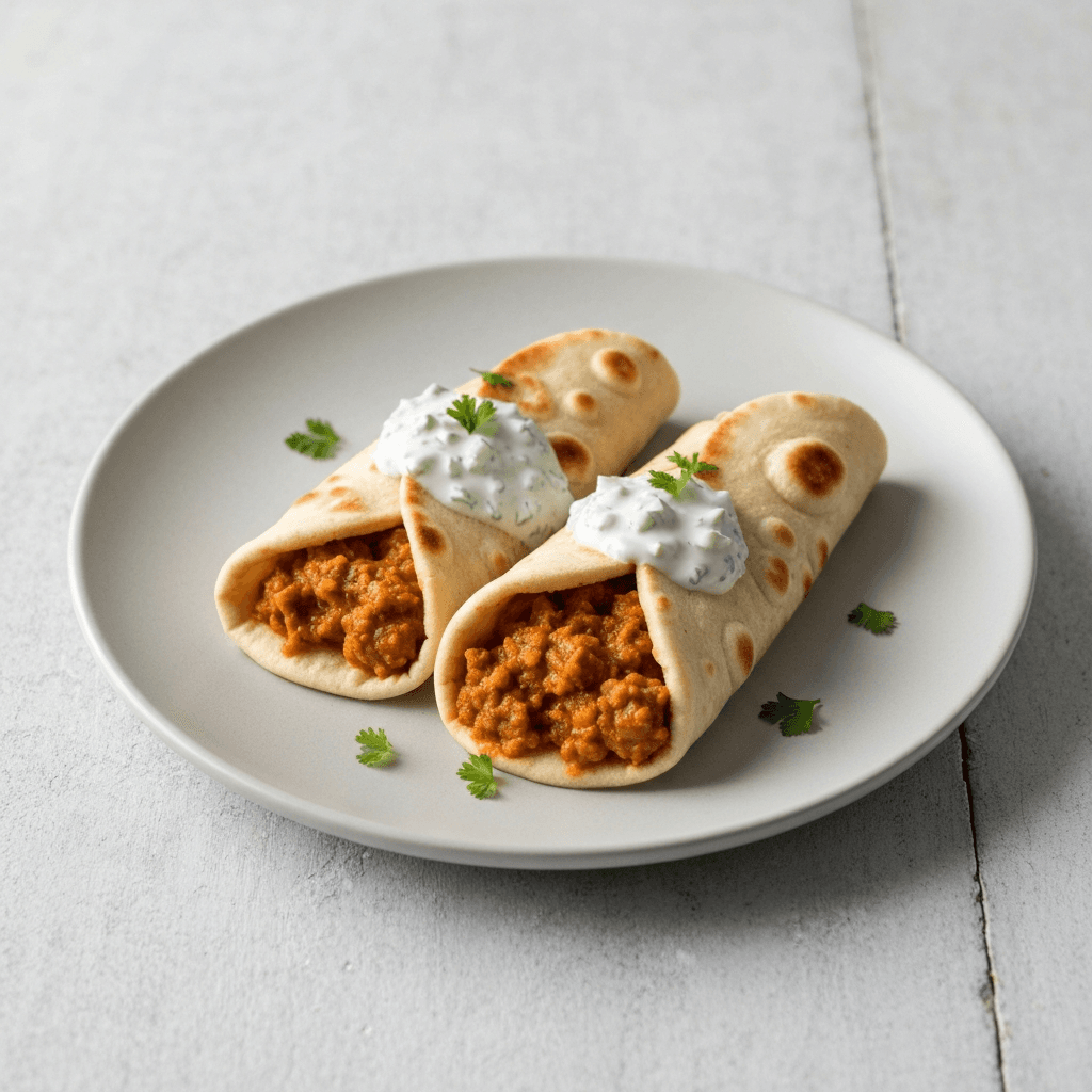 Bobotie Naan Bread Wraps with Raita
