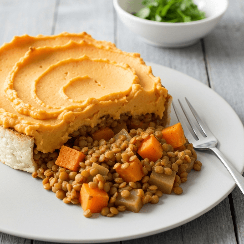 Vegetarian Cottage Pie with Lentil and Root Vegetable Filling