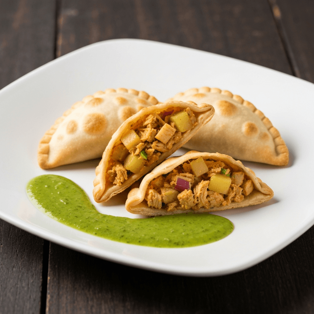 Peruvian Potato and Chicken Empanadas with Aji Verde