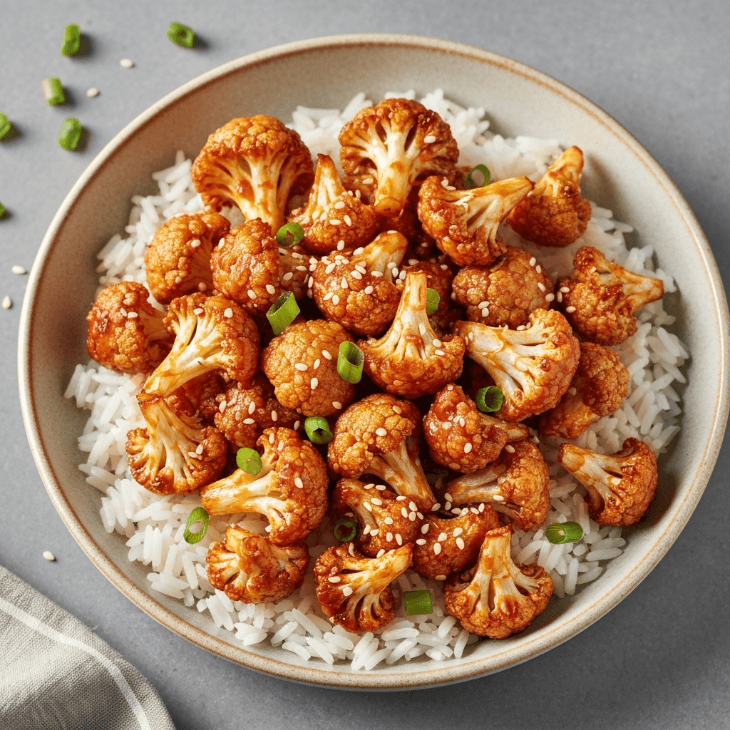 General Tso's Cauliflower with Sesame Seeds