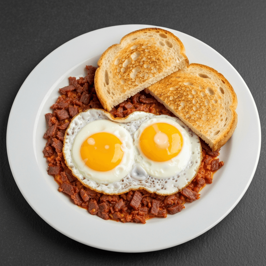 Pastırmalı Yumurta (Turkish Eggs with Cured Beef) with Toast