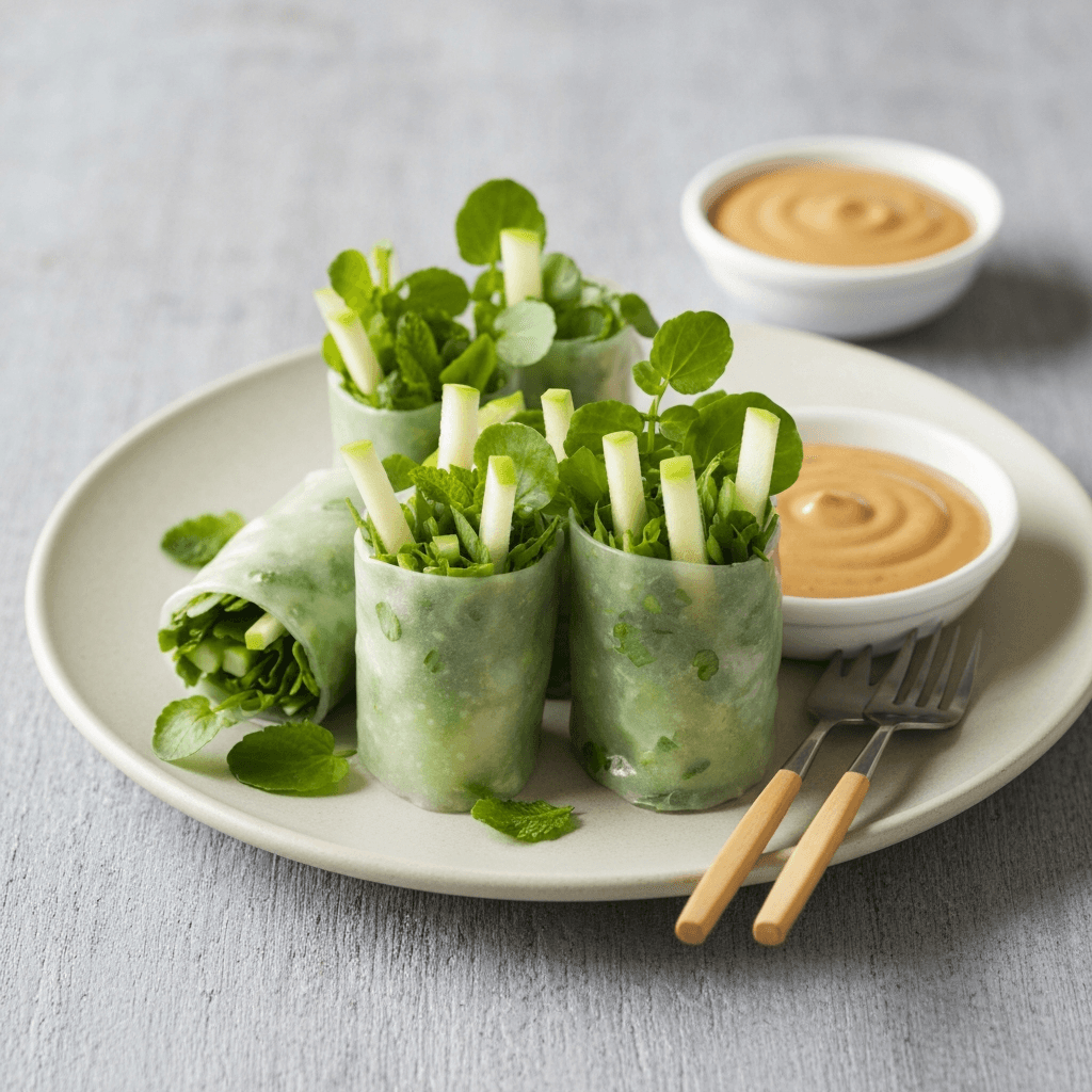 Vegan Watercress and Green Apple Summer Rolls