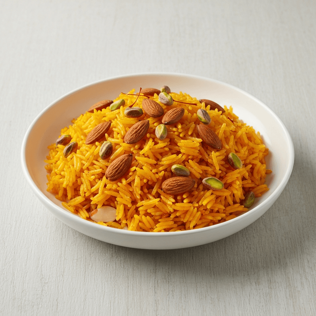 Saffron Rice with Almonds and Pistachios
