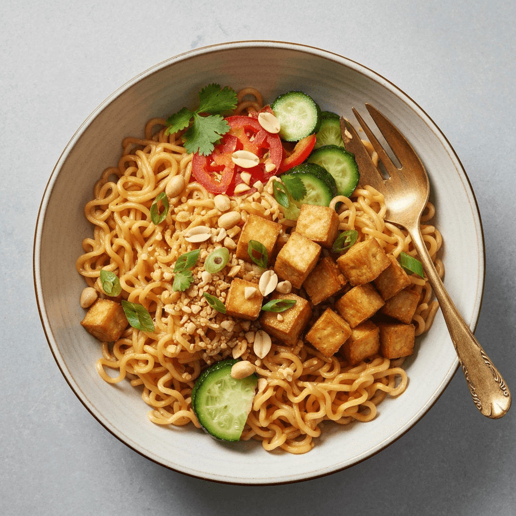 Ramen Noodle Bowl with Peanut Sauce (Vegan)