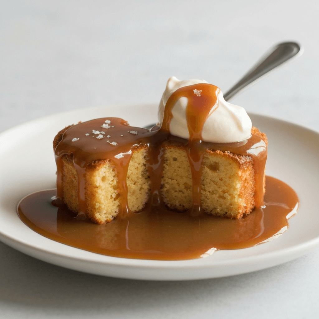 Sticky Toffee Pudding with Salted Caramel Sauce and Clotted Cream