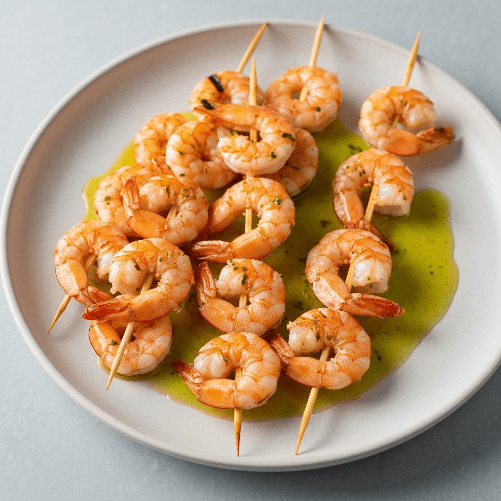 Gambas al Ajillo Skewers with Smoked Paprika Aioli