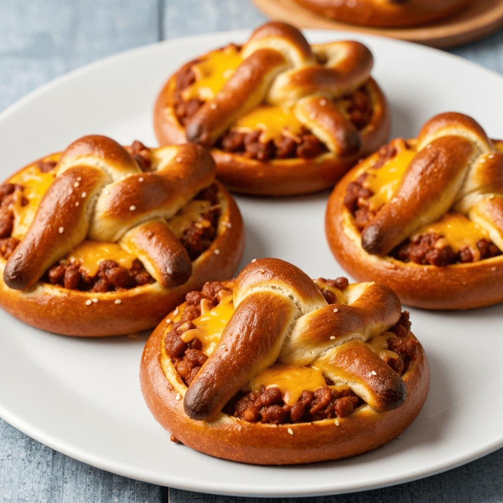 Chili and Cheese Stuffed Pretzels
