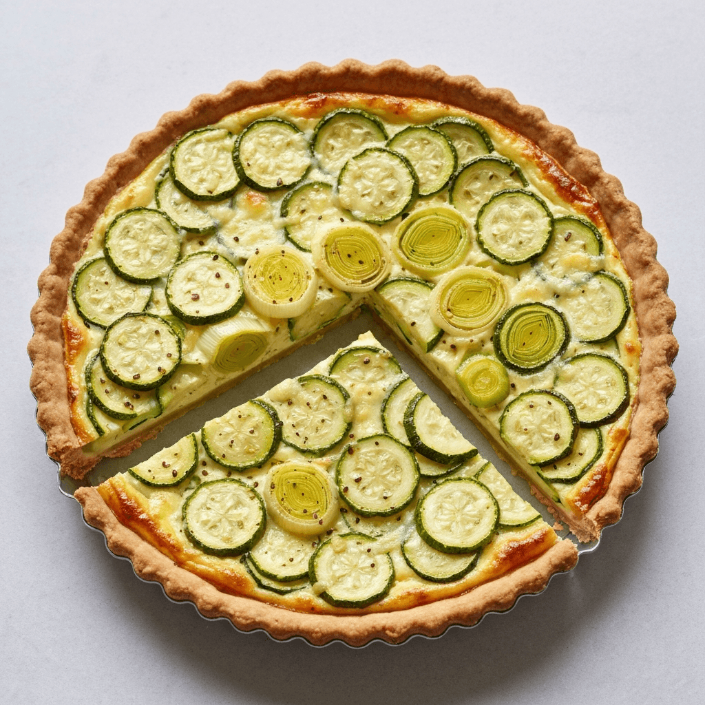 Leek and Courgette Tart with Gruyere