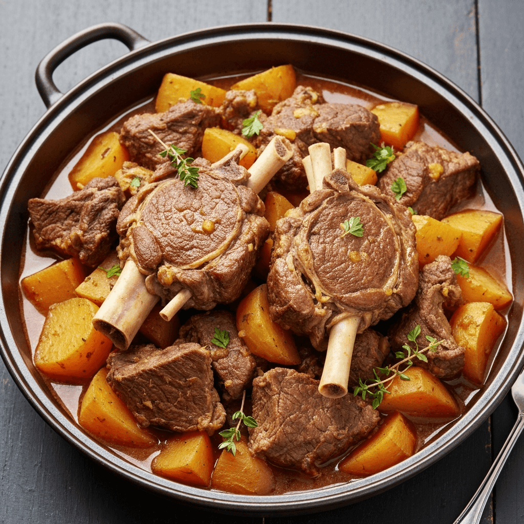 Kuzu Güveç (Lamb Casserole) with Root Vegetables and Herbs