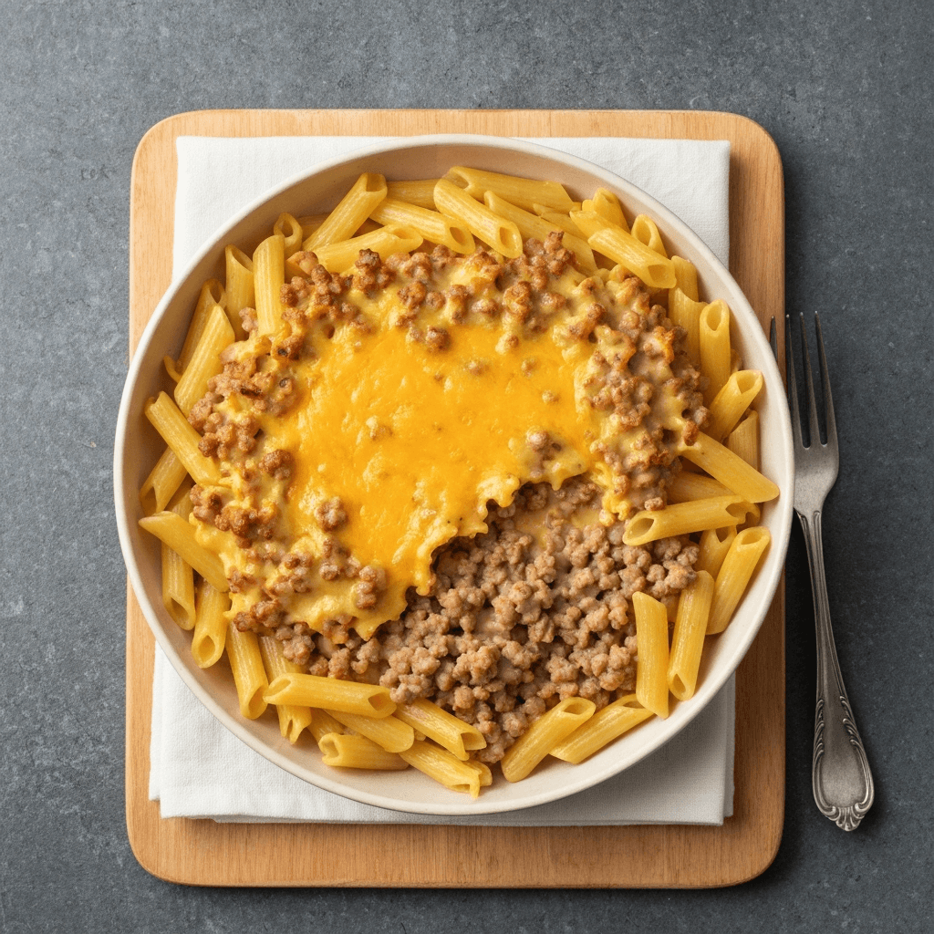 Cottage Pie Pasta Bake with Cheddar Bechamel