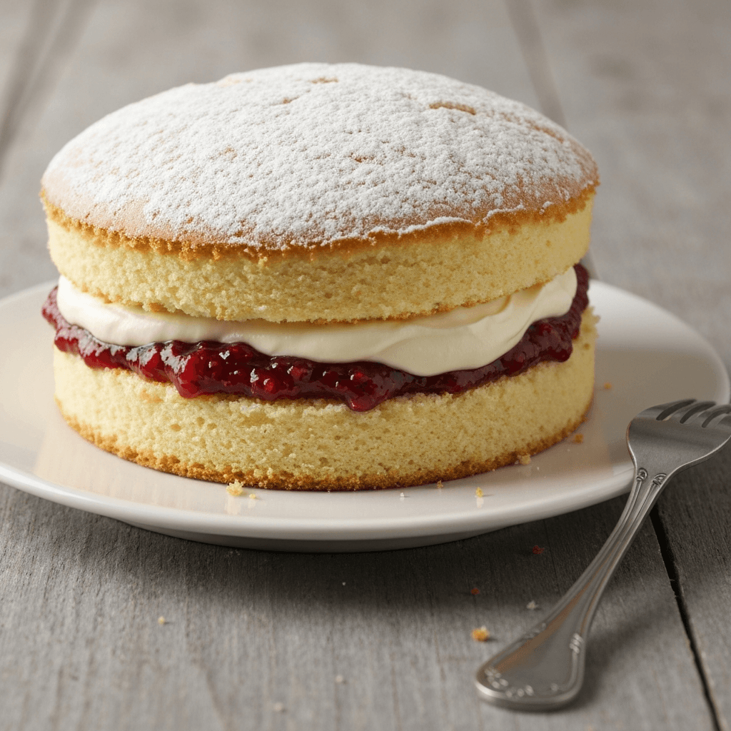 Victoria Sponge Cake with Raspberry Jam and Clotted Cream