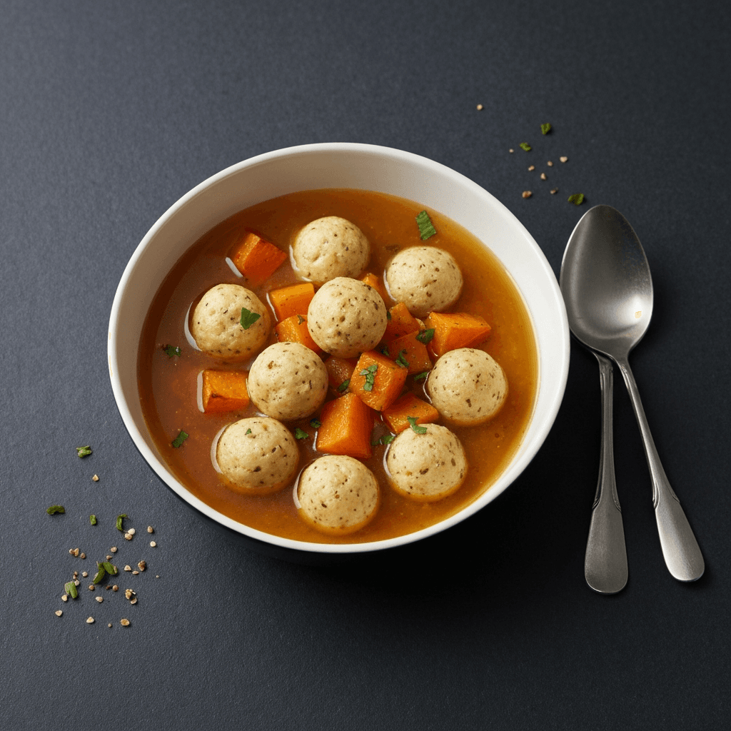 Butternut Squash and Sage Knödel in Maple-Glazed Broth