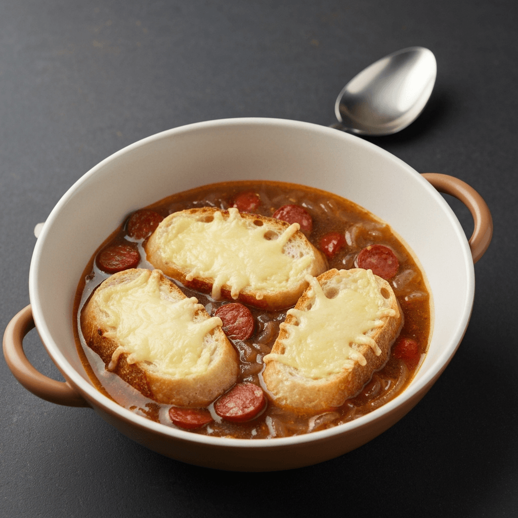 Spicy French Onion Soup with Chorizo