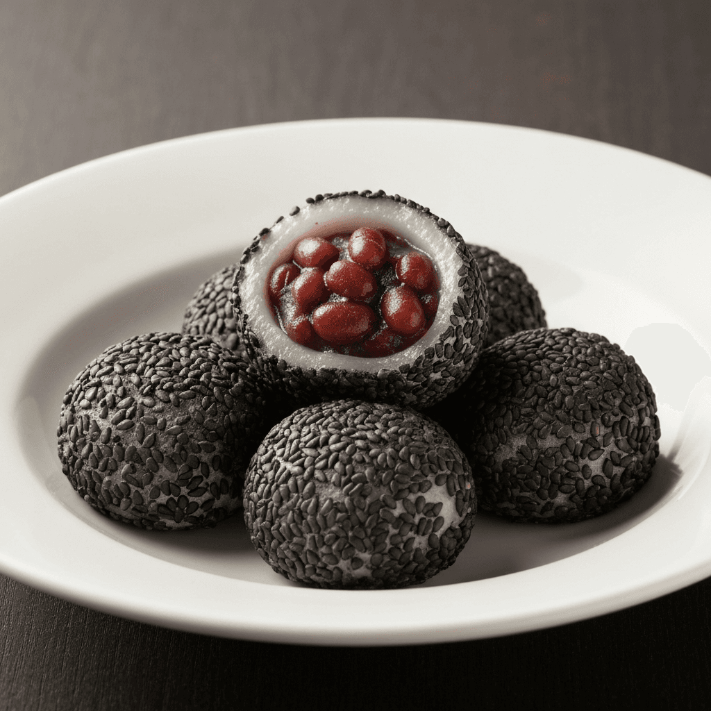Black Sesame Mochi with Red Bean Filling